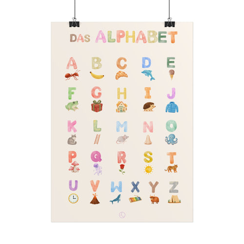 Alphabet Poster | Deutsches Alphabet | illustriertes Poster für Kinder