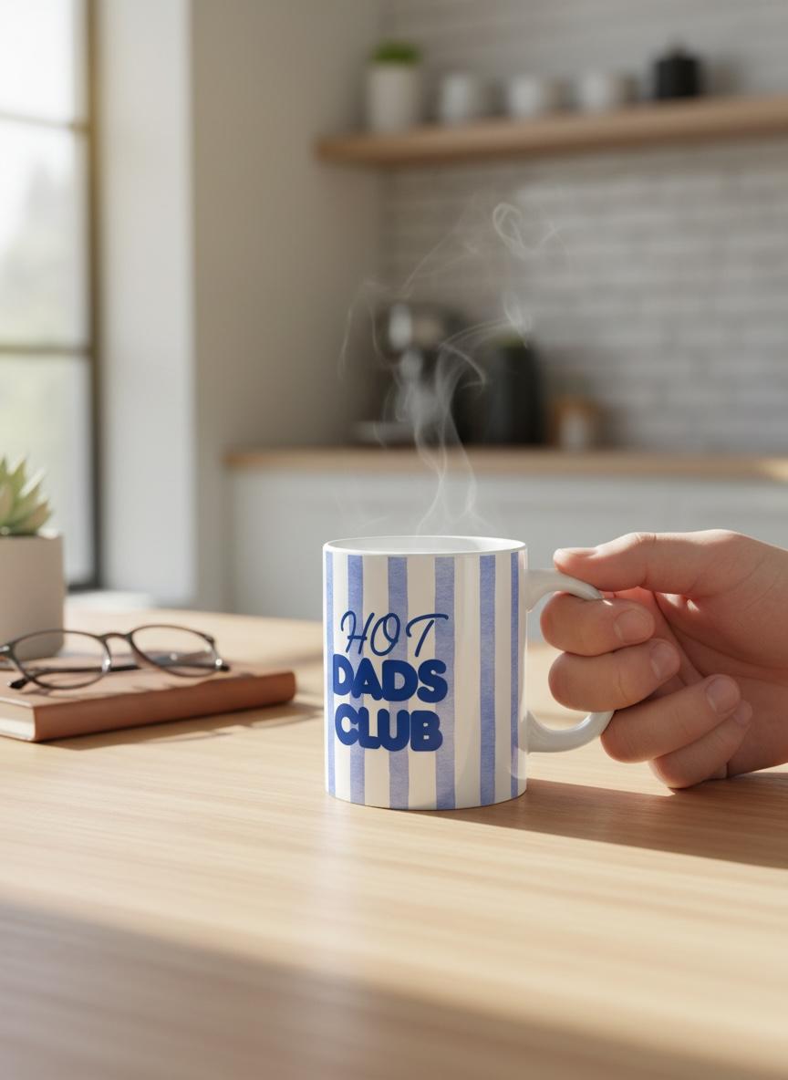 Hot Dads Club blau bedruckte Keramiktasse  für Väter