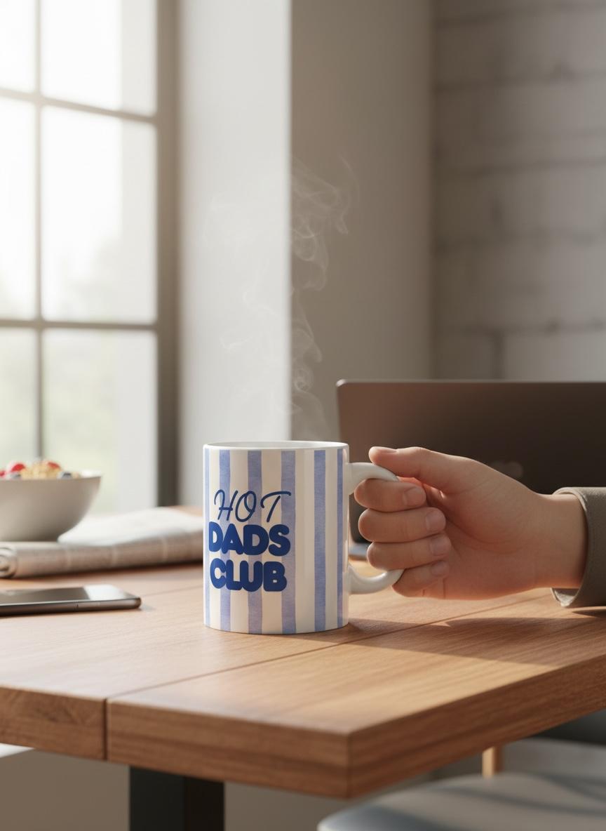 Hot Dads Club blau bedruckte Keramiktasse  für Väter