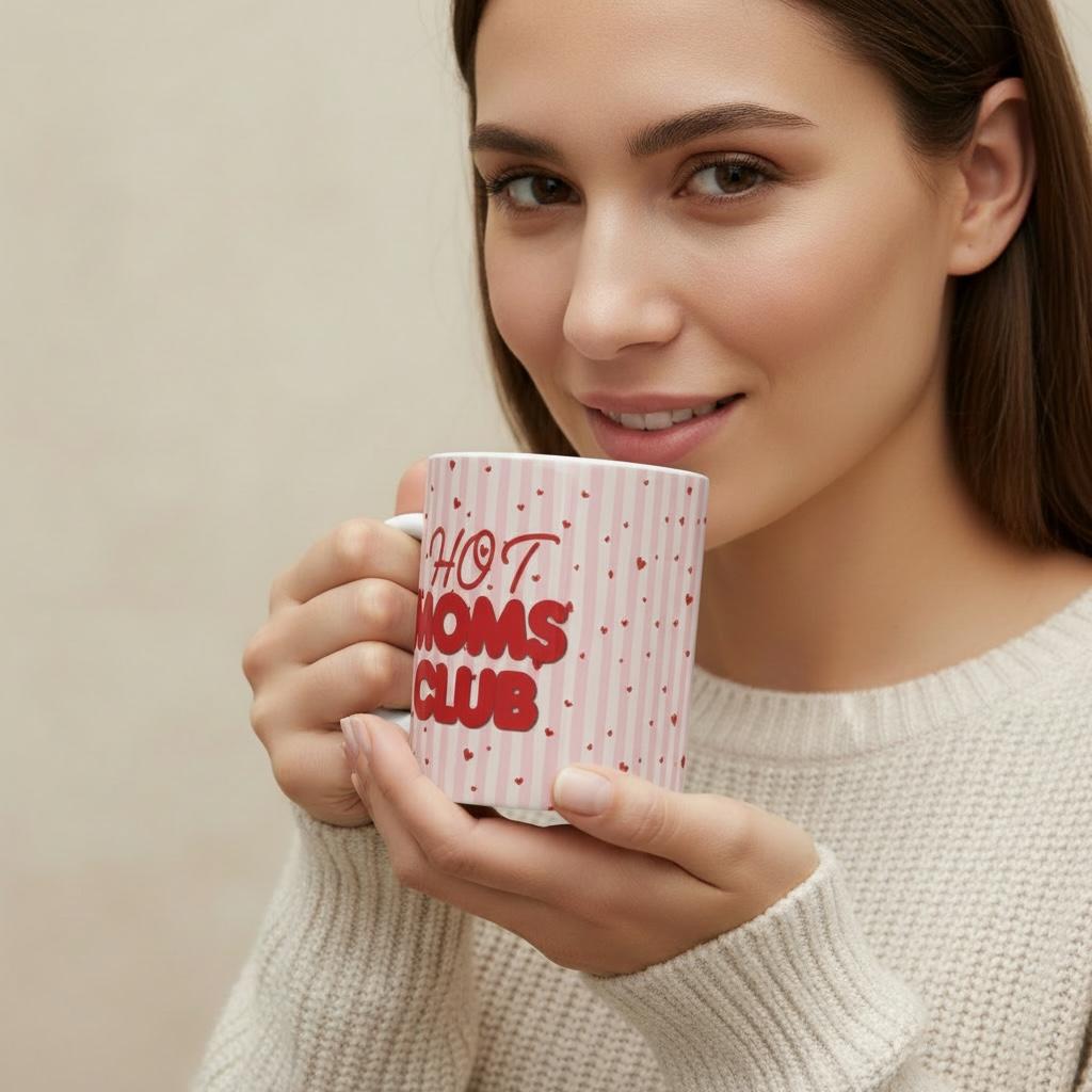 Hot Moms Club Keramik Tasse| Geschenk für Mamas/ Muttertagsgeschenk, Geschenk für werdene Mamas