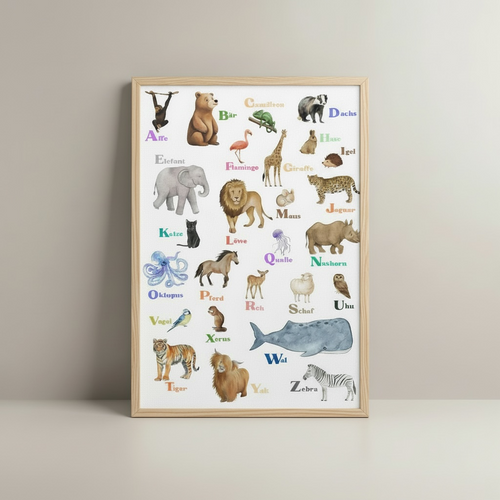 Alphabet Tier Poster | Kinder Kinderzimmer Wandkunst, pädagogische A-Z Tiere
