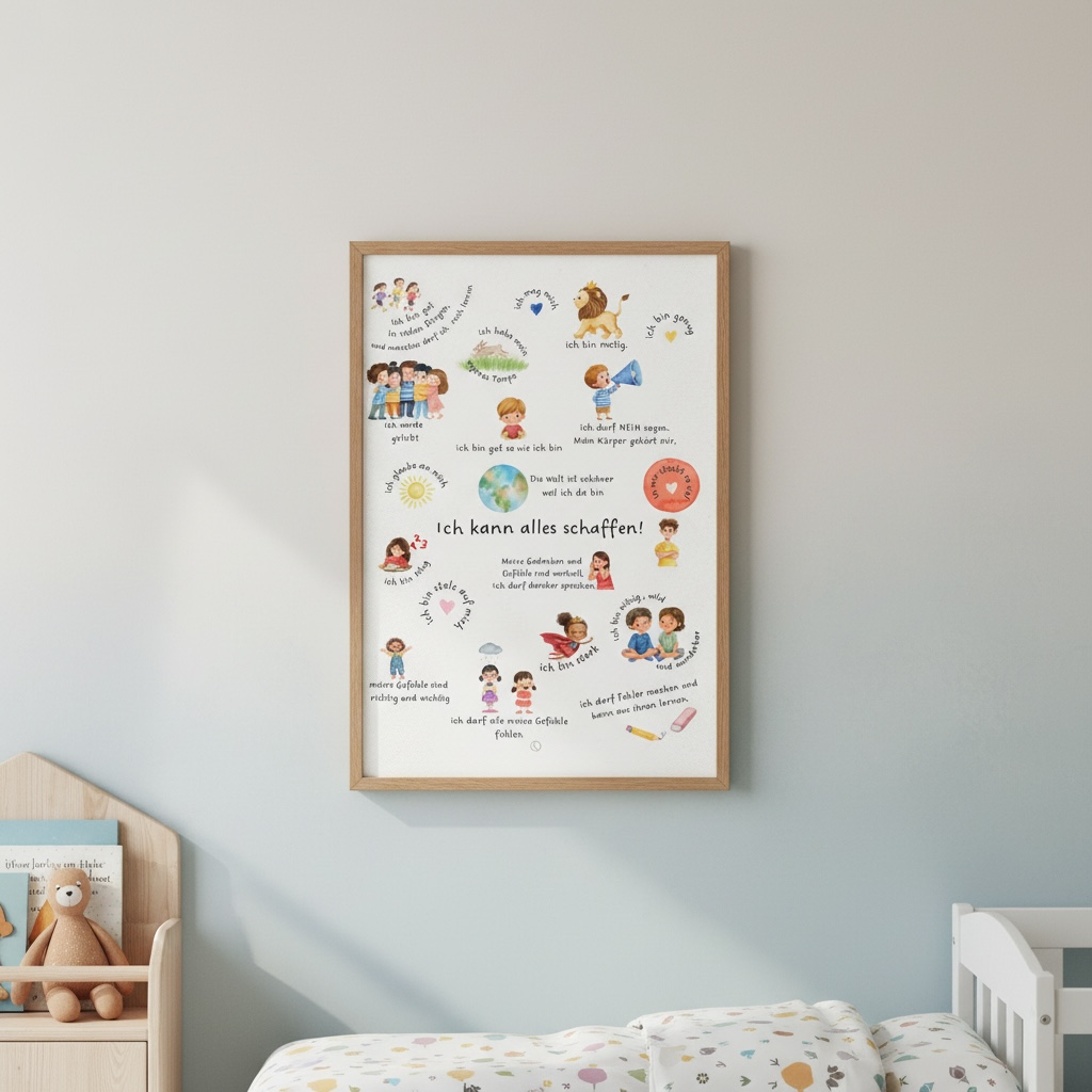 Ich kann alles schaffen Poster | Kinder Affirmationsposter, deutsch