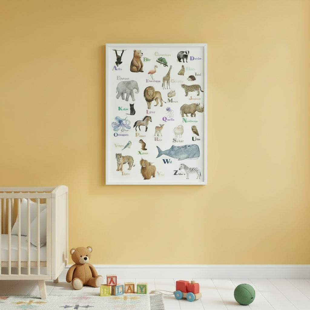 Alphabet Tier Poster | Kinder Kinderzimmer Wandkunst, pädagogische A-Z Tiere