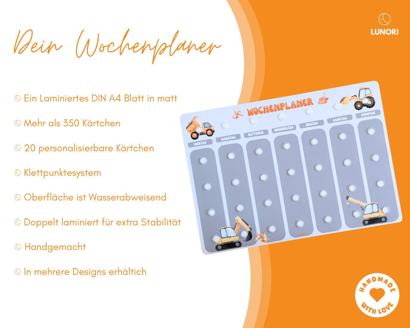 Kinder Wochenplaner Baustelle