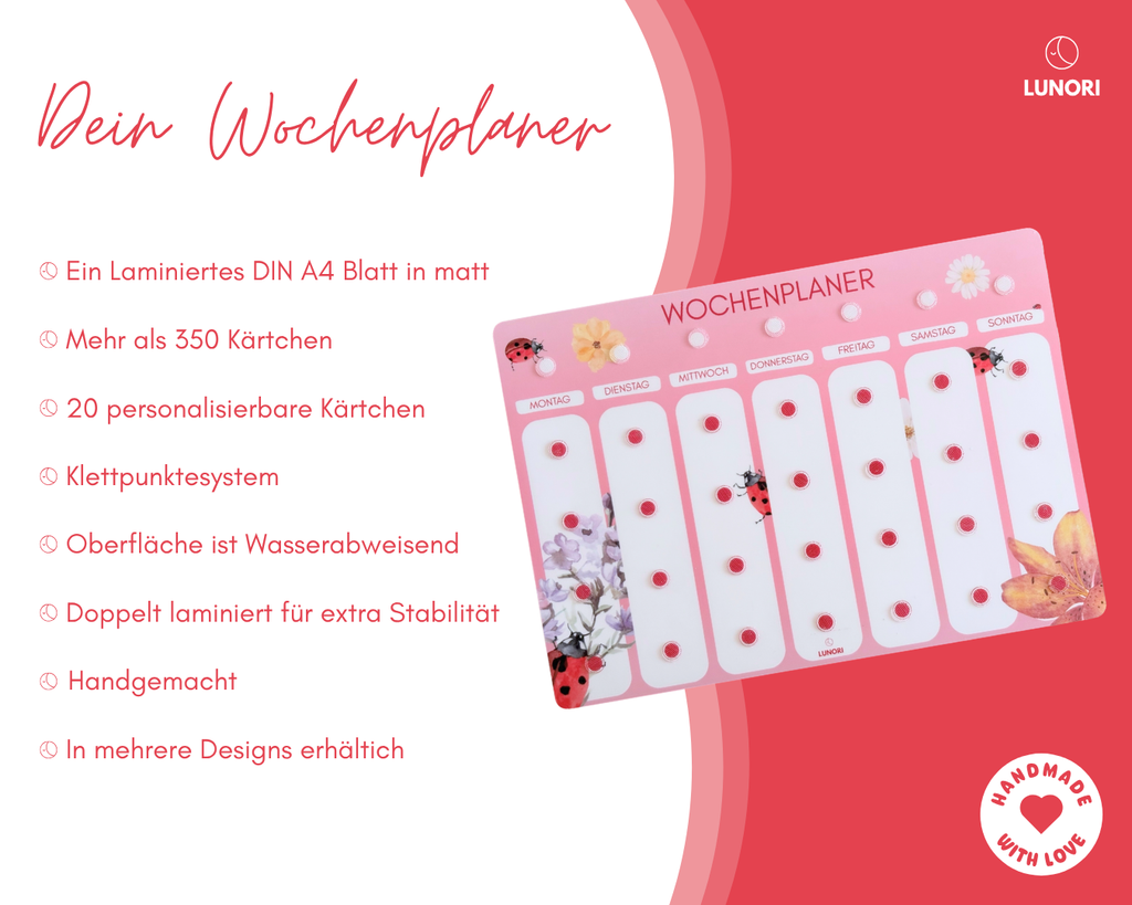 Kinder Wochenplaner Marienkäfer