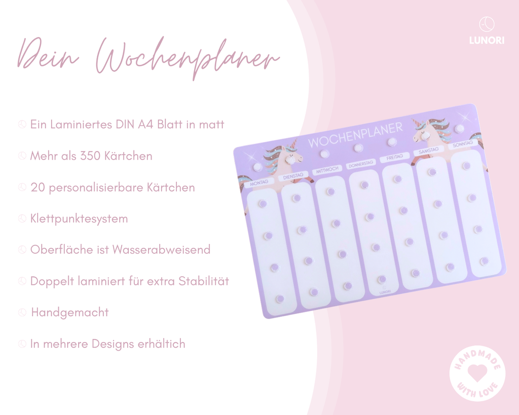 Kinder Wochenplaner Einhorn