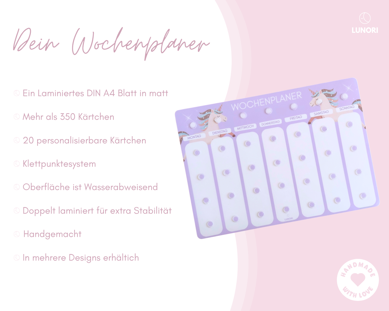 Kinder Wochenplaner Einhorn