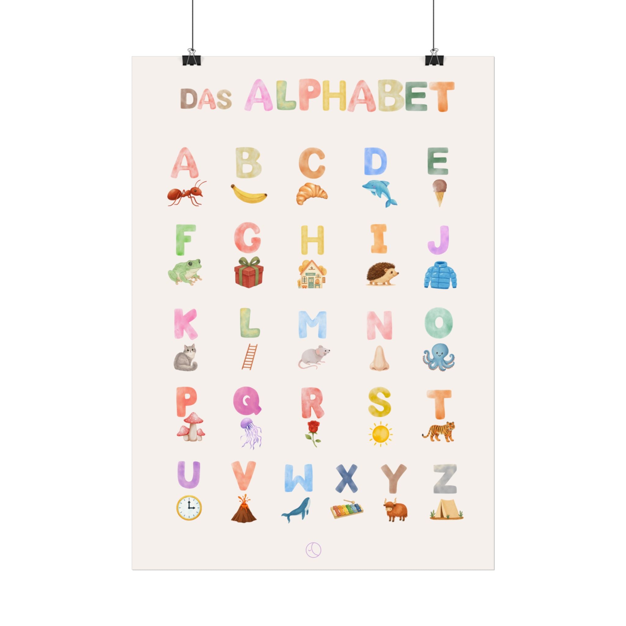 Alphabet Poster | Deutsches Alphabet | illustriertes Poster für Kinder