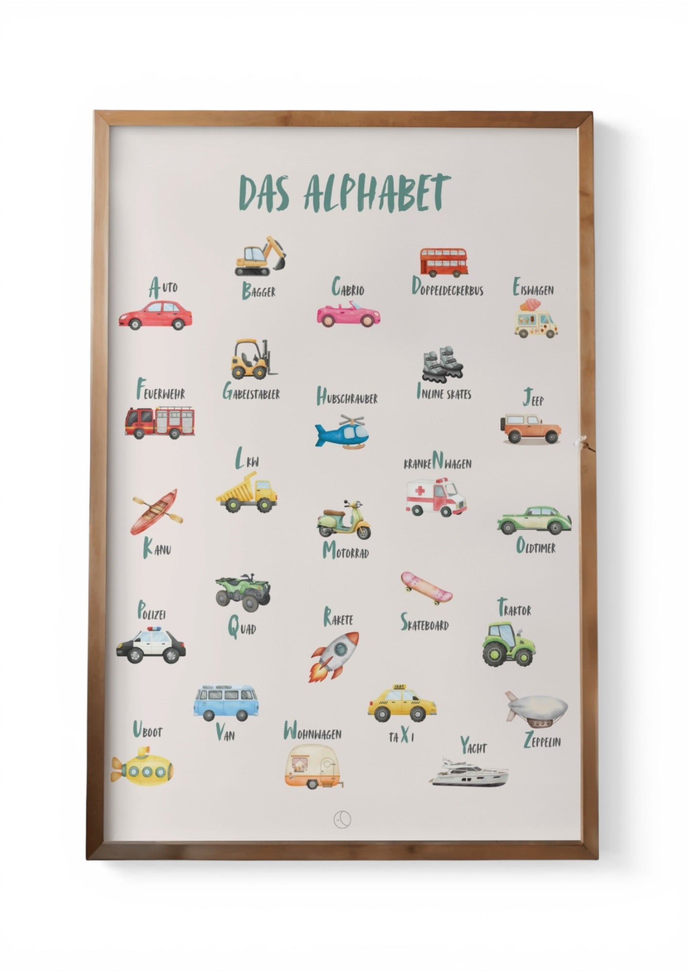 Digitales Alphabet-Poster „Fahrzeuge“ – Lernposter für Kinder (Sofort-Download)