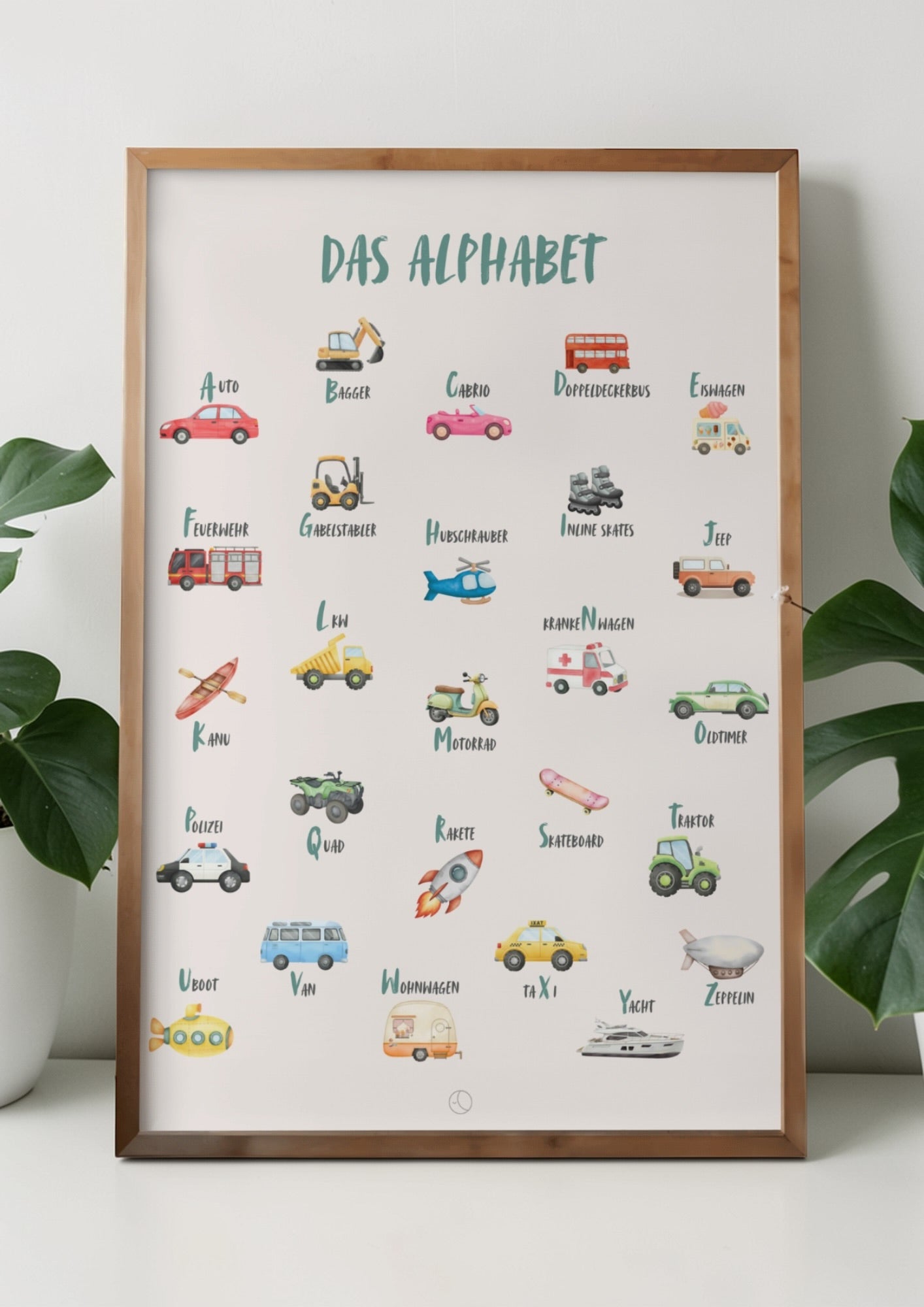 Digitales Alphabet-Poster „Fahrzeuge“ – Lernposter für Kinder (Sofort-Download)