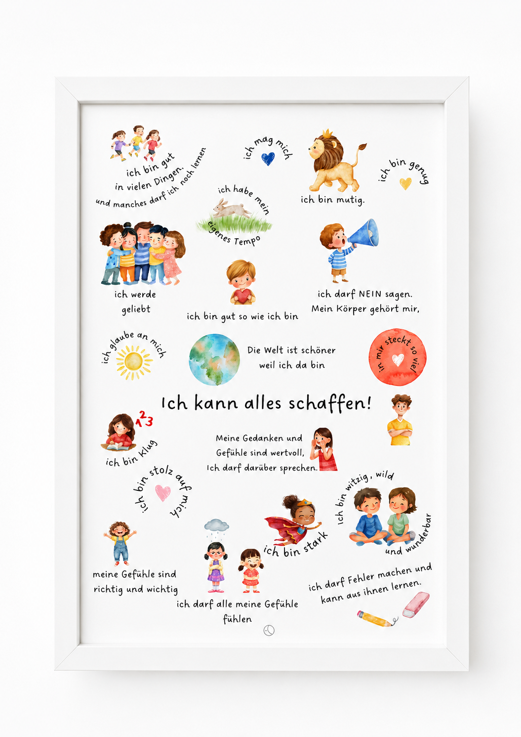 Digitales Kinder Affirmationsposter – „Ich kann alles schaffen!“(Sofort-Download)