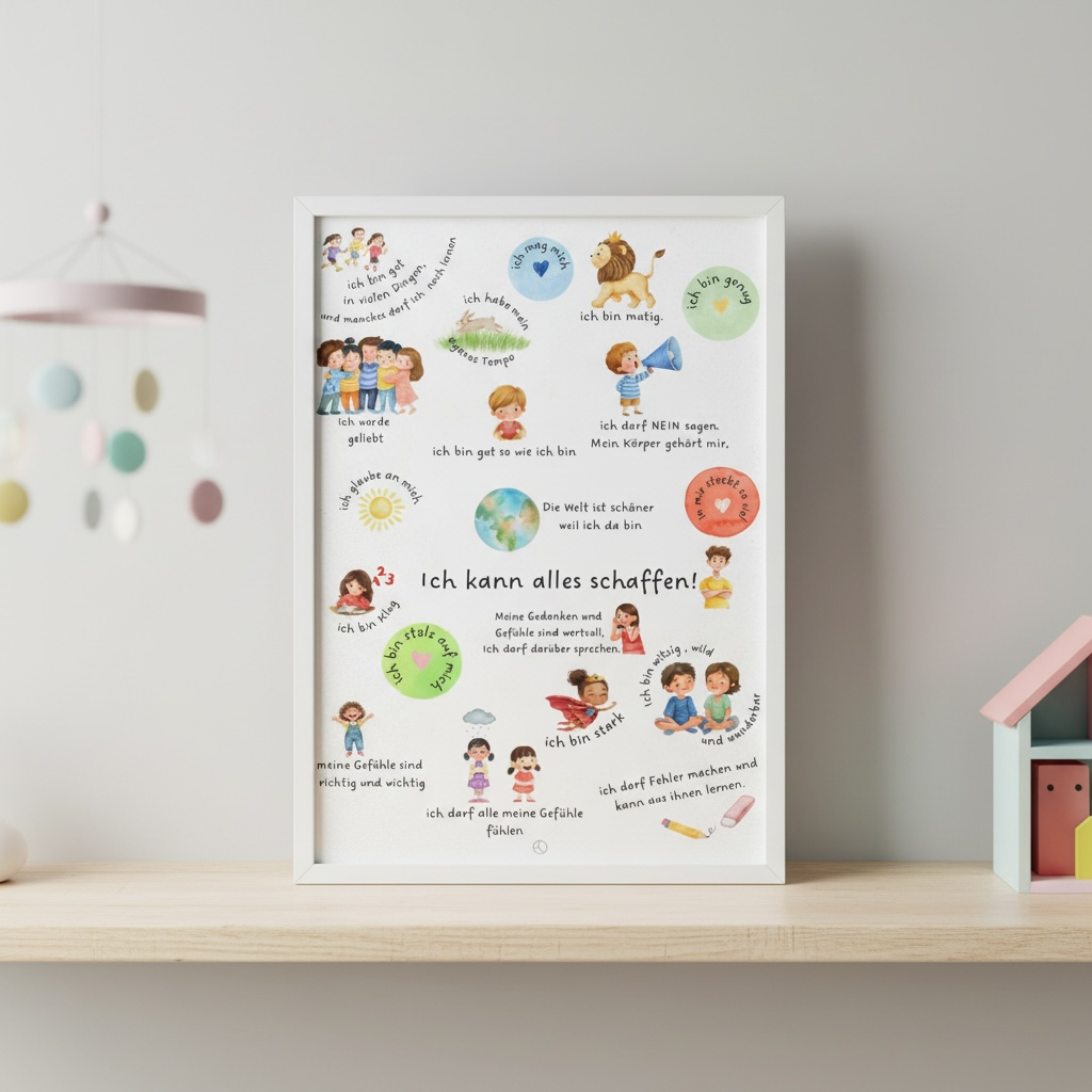 Digitales Kinder Affirmationsposter – „Ich kann alles schaffen!“(Sofort-Download)