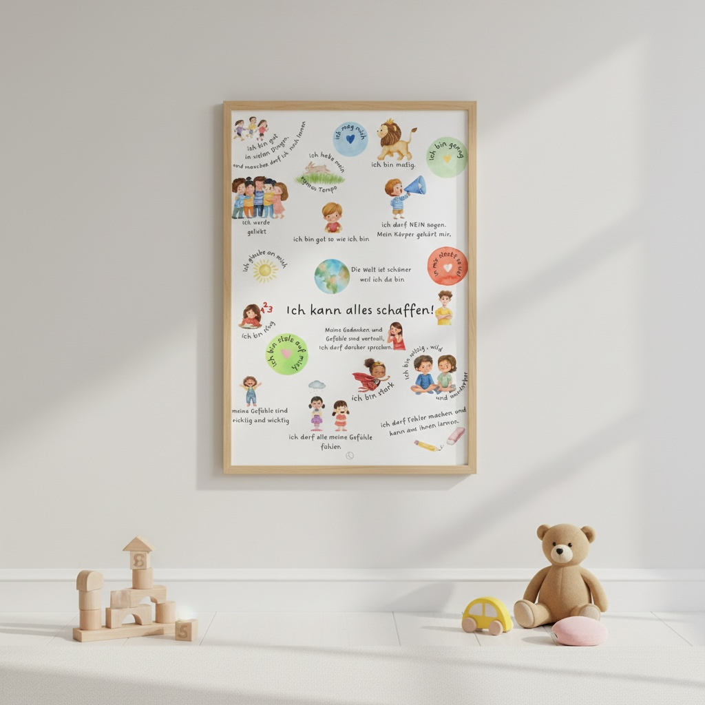 Digitales Kinder Affirmationsposter – „Ich kann alles schaffen!“(Sofort-Download)