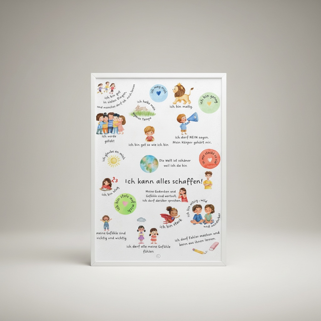 Digitales Kinder Affirmationsposter – „Ich kann alles schaffen!“(Sofort-Download)